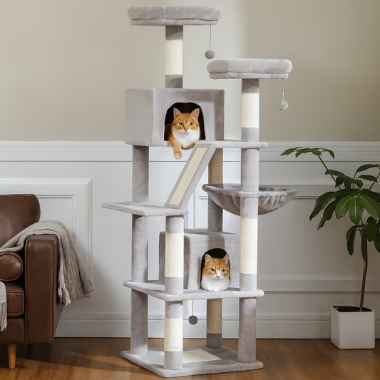 Abre à chat Disney gris clair avec deux chats