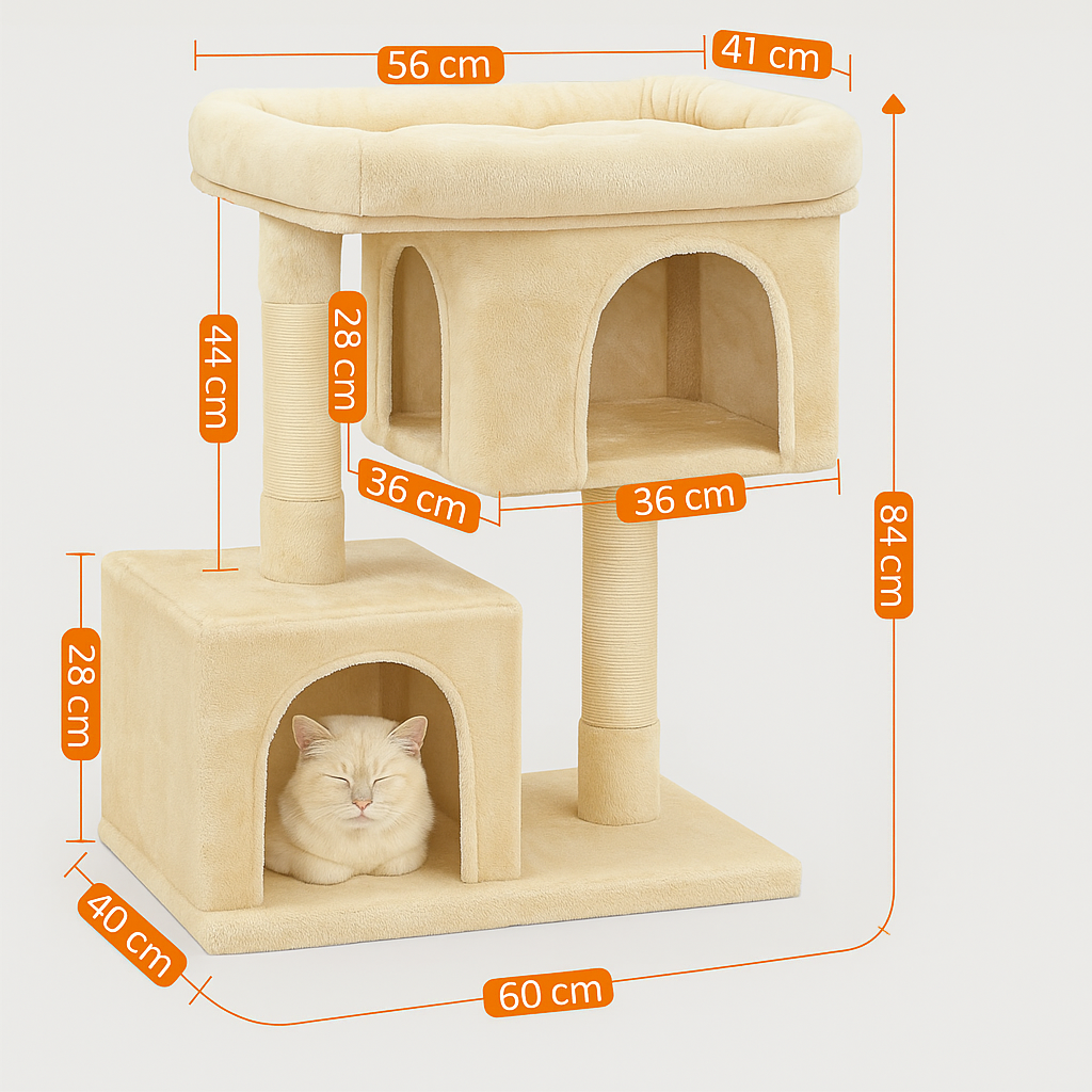 mesure de l'arbre à chat Home pas cher, sur fond blanc